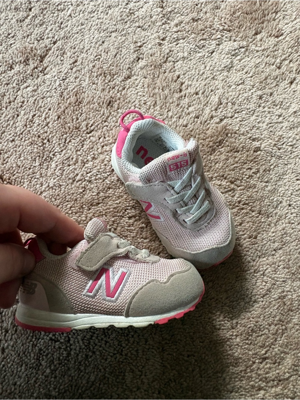 New Balance Kids Light Pink & Gray Sneaker Pair